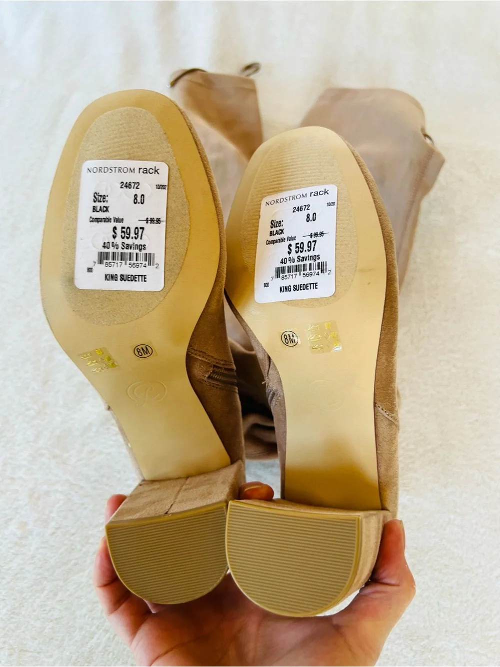 Chinese Laundry King Taupe Over-the-Knee Suedette Boots Size 8 NWT